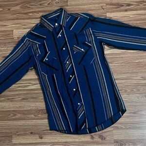 Wrangler blue/greenand Black Striped Western Shirt